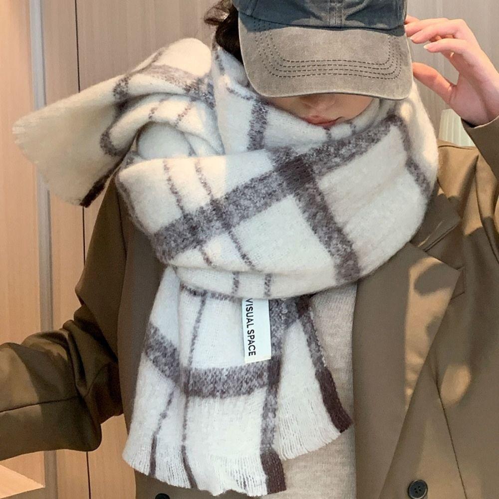 Winter Plaid Scarf Warm Long Pashmina Fashion Cashmere Scarves  Women