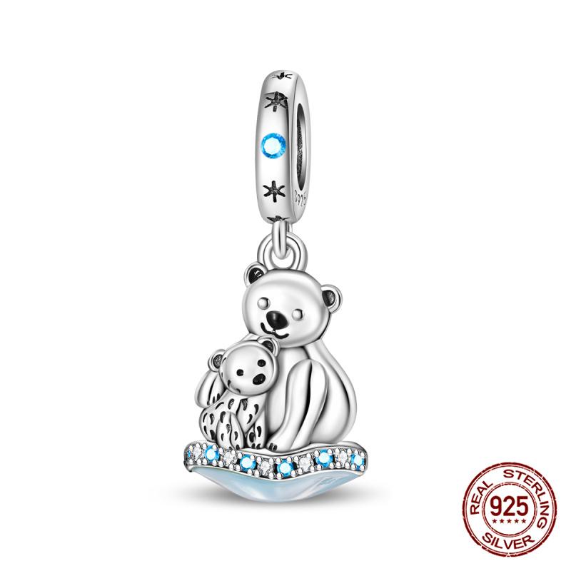 Winter Series Ski Polar Bear Snowman Charms Fit Original Bracelet DIY Jewelry Making Women Gift 100% 925 Silver