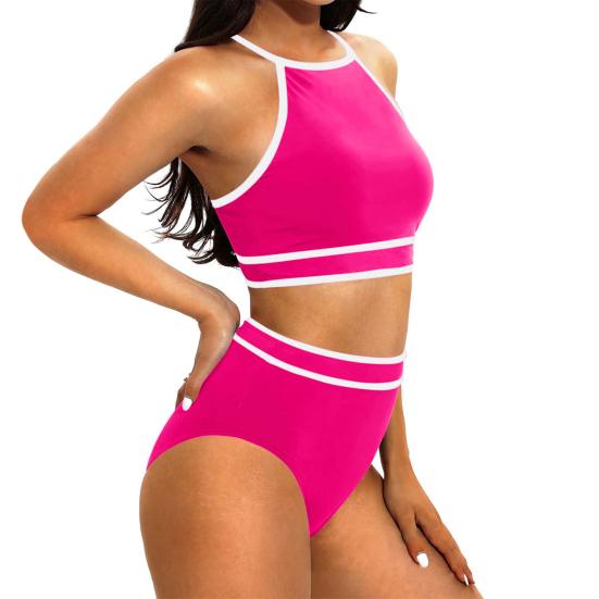 2 шт./комплект женский комплект бикини бюстгальтер с завязками на шее и спине-борцовкой высокая талия плавки комплект