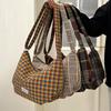 New Plaid Dumpling Bag Large Capacity Student Woolen Casual Shoulder Bag Women's Style Retro Messenger Bag