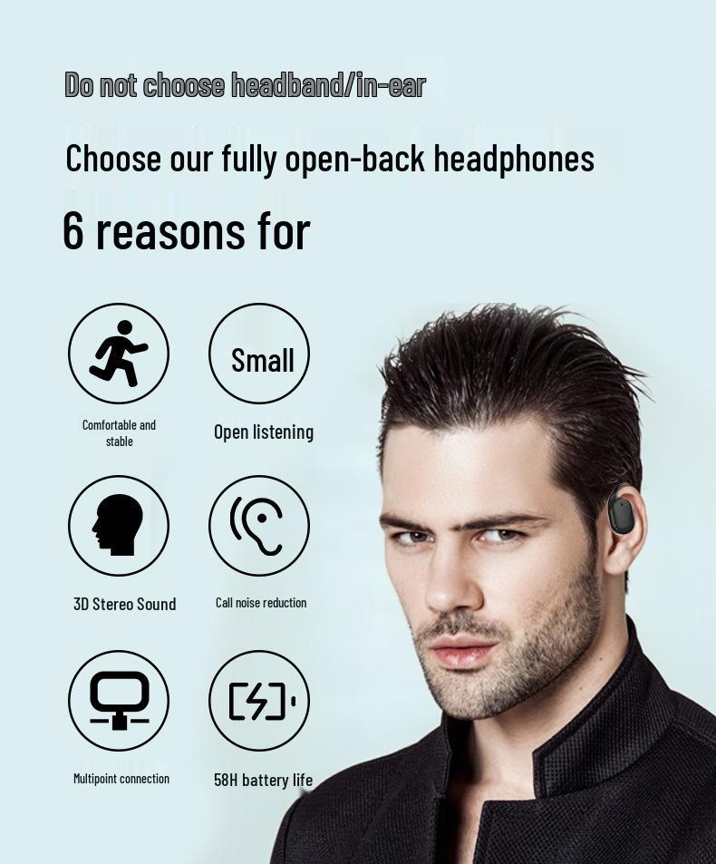 OW-531 Прозрачный кейс OWS Ушные клипсы Воздухопроводящие TWS Bluetooth Спортивные наушники с цифровым дисплеем.