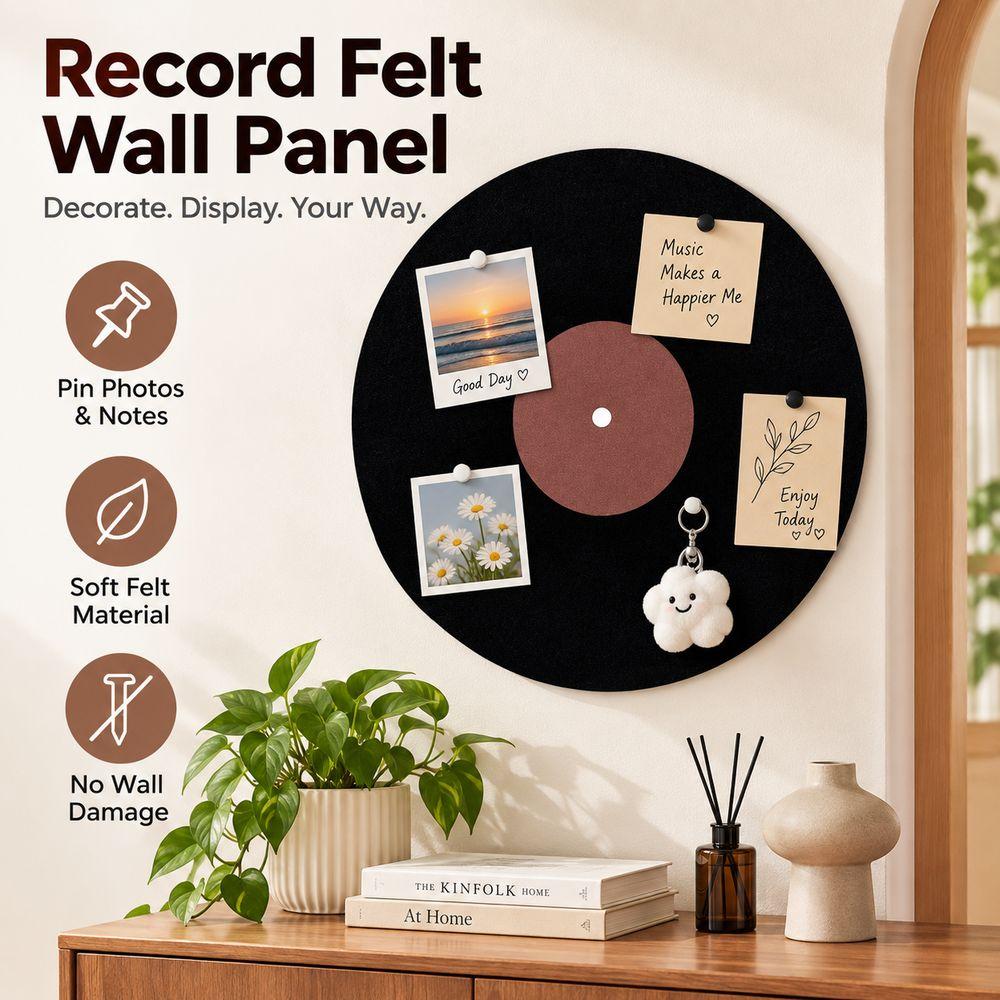 Round Record Pattern Felt Board Music Wall Decoration Message Board Study Dormitory