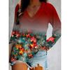 2025 Women's T-Shirts Floral Graphic Plants Elegant Fashion Tees Long Sleeve T-shirts V-Neck Regular Tops Casual Pullover Fall