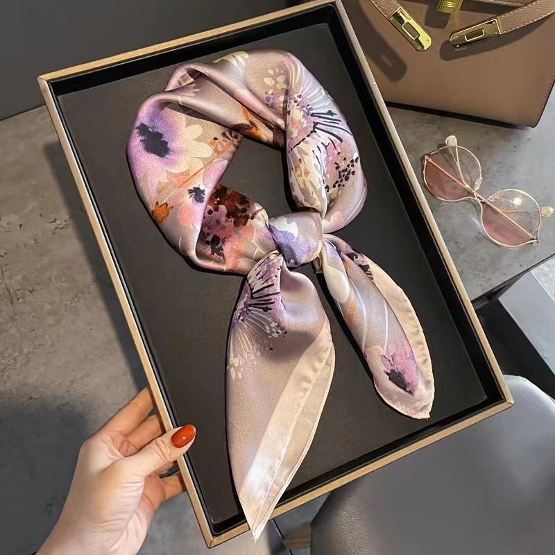 Luxury Silk Shawl Square Scarf for Women Satin Fashion Wraps Neckerchief Female Hair Bands Ribbon Headband Bandana Woman Hijab