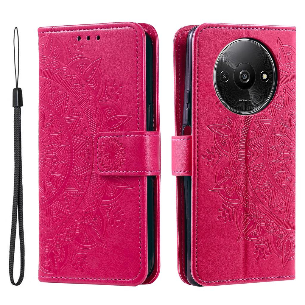 Для Xiaomi Redmi A3/Poco C61 4G Чехол Кожаный Чехол-кошелек для телефона с тиснением в виде цветка мандалы, устойчивый к падениям
