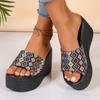 Shoes Female  Plus Size Open Toe Women's Slippers Platform Casual Slippers Women Print Super High Wedges Outdoor Sandals