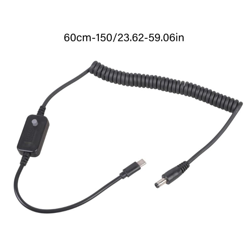 Витой USB C - DC5.5x2.1мм Кабель питания Регулируемые напряжения 5В 9В 12В 15В 20В для устройств быстрой зарядки Черный