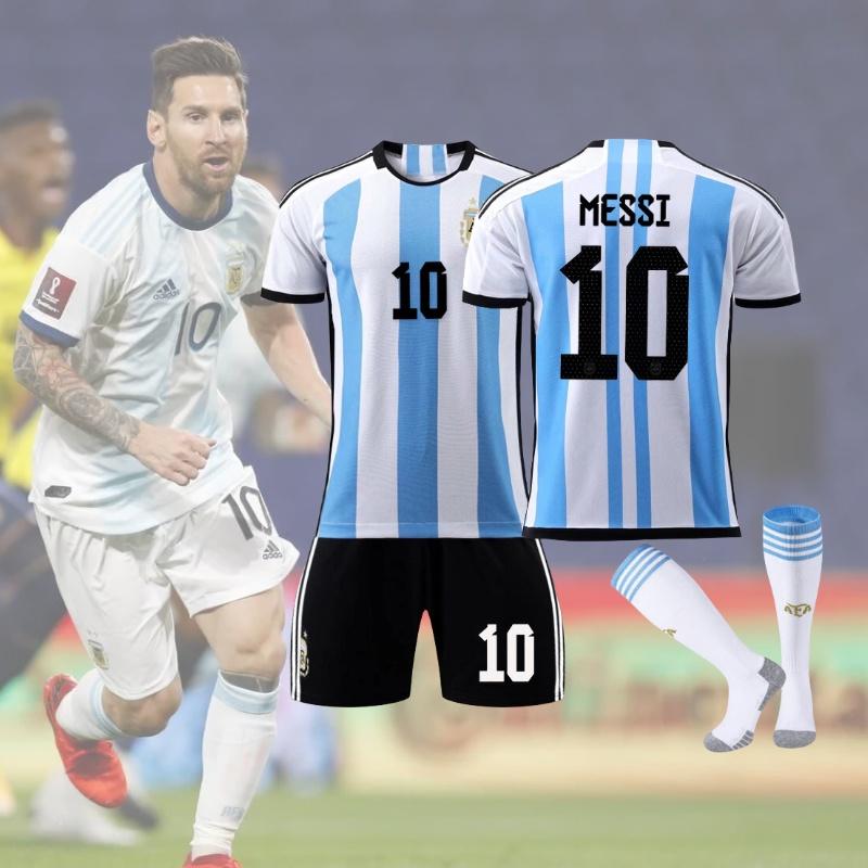 Высококачественные спортивные носки унисекс из хлопковой смеси для детей Дизайн с тремя звездами 2022 Аргентина Домашняя версия Номер 10