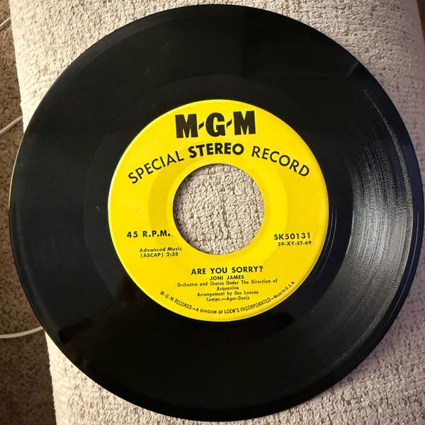 7-дюймовая пластинка JONI JAMES Are You Sorry What I Dont Know SK50131 MGM Records 1959 США Поп Б/у