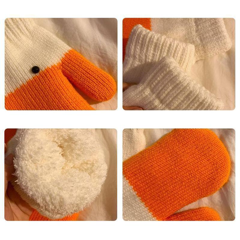 Творческие забавные вязаные перчатки Big Goose женские зимние теплые на флисовой подкладке утолщенные холодостойкие студенческие варежки для верховой езды