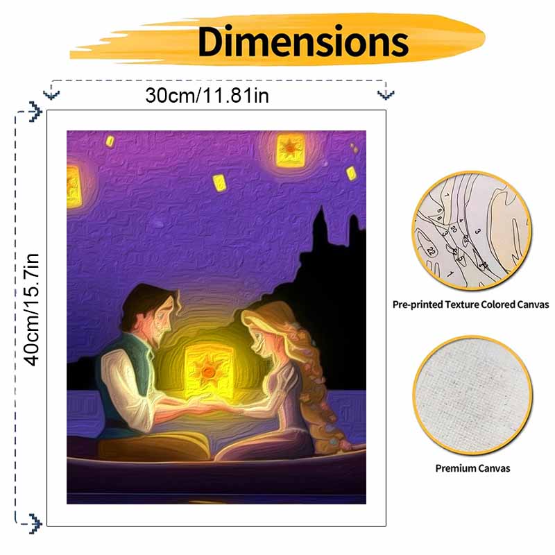 Disney DIY Tangled Rapunzel Lantern Oil Painting Art Painting Kit Home Wall Decor Handmade Gift Art Decor Gift Painting For Bedroom Wall