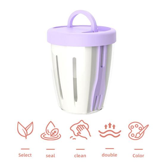 Двухслойный салатник, переносной контейнер для фруктов с вилкой, герметичная герметичная коробка для еды для пикника на открытом воздухе и путешествий