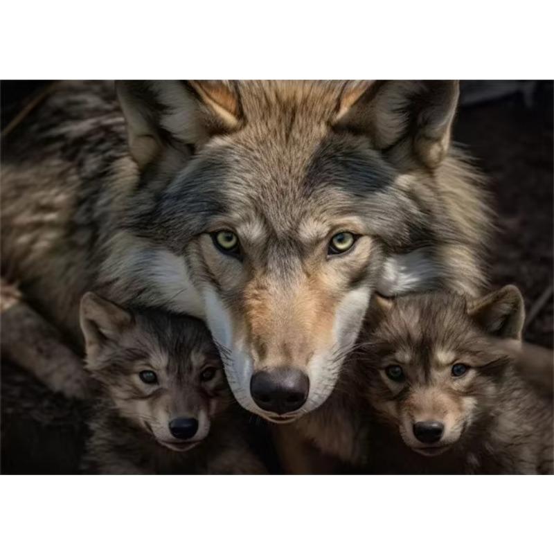 Nature Wildlife Canvas Art Print  Lions Tigers Wolf Coyote Leopard Polar Bear Family  HD Poster for Living Room Wall