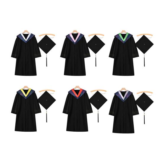 Матовая выпускная мантия бакалавра, шапочка с кисточками, комплект с V-образным вырезом и длинными рукавами, выпускной комплект с шапочкой и мантией, реквизит для фотосессий на выпускной