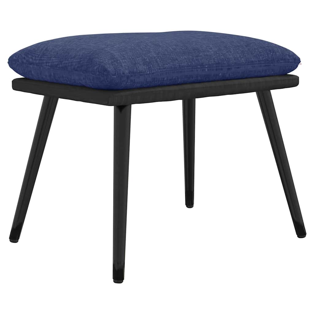 Recliner Chair with Ottoman Blue Fabric and Faux Leather