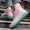 Summer Ladies Adult Short Tube Flat Non-Slip Waterproof Shoes Fashion Rain Boots PVC Kitchen Work Shoes Rain Boots Rubber Shoes