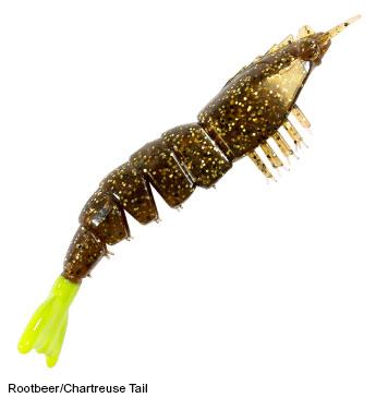 Zman Мягкая приманка Shrimpz 3,5 дюйма, 4 шт. в упаковке Rootbeer Chart Tail (2345)