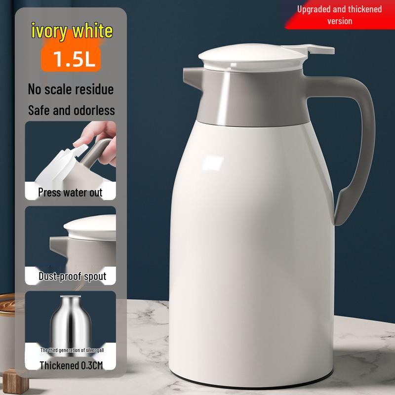 Large Capacity Thermos Flask with Glass Liner - Insulated Hot Water Bottle for Dorms