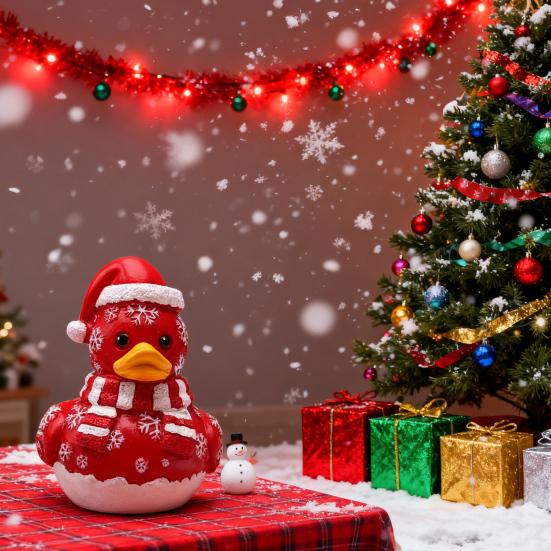 Рождественское украшение Утка Снеговик Форма Смола Фигурка Рождественская елка Утка Фигурка Праздничное украшение стола