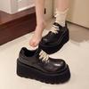 Мода 2025 Новая Женская Обувь Платформа Обувь Модный Стиль На Все Случаи Черные Балетки Платье Кожаная Обувь Модная Обувь на Толстой Подошве