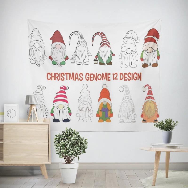 Рождественский новогодний узор с изображением гнома-гнома для гостиной и спальни, декоративный гобелен