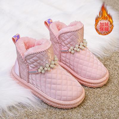 Новые детские хлопковые сапоги с мехом и флисом, нескользящие