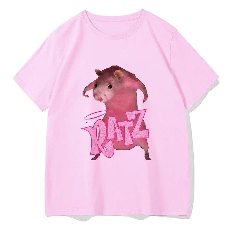 Женская футболка Kawaii Ratz Mouse Tree с принтом Harajuku, летние футболки унисекс, повседневная футболка с круглым вырезом и короткими рукавами, женская футболка, Прямая поставка
