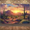 1 piece of desert sunset cactus party banner background fabric made of polyester suitable for summer parties