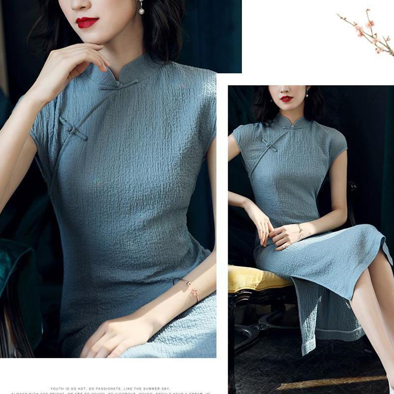 Длинное платье Cheongsam в китайском стиле, улучшенная версия, женское платье Cheongsam, юбка, женское летнее тонкое платье в китайском стиле в стиле ретро
