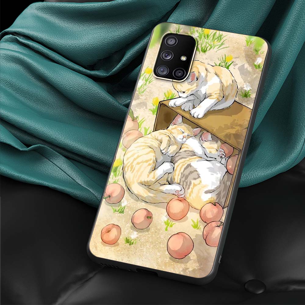 Забавный чехол для телефона с котенком и кошкой для Samsung Galaxy A51 A71 A21S A03s A13 A33 A53 A11 A31 A52 A41 A32 5G A01, черный силиконовый чехол