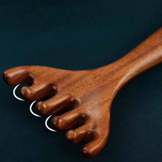 Шестизубый меридиональный массажный гребень с длинной ручкой, сандаловое дерево, массажер для кожи головы, оленьи рога, широкий зуб, массаж тела, скраб для тела Гуаша