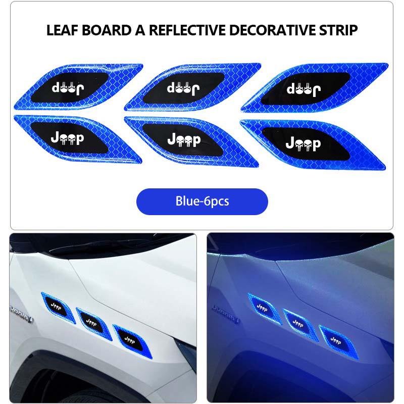 6pcs Car Door Decor Strip Anti-collision Reflective Stickers For Jeep Compass Renegade Cherokee Wrangler JK Patriot Liberty