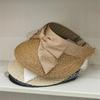 Chic Japan Summer Raffia Grass Mesh Bowknot Without Lady Sunshade Hat Woman Visors Cap