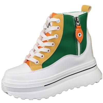 Мода Модные женские кроссовки для папы на осень и зиму с цветовым сочетанием, увеличивающие рост на 10 см, повседневные кроссовки с толстой подошвой и высоким верхом для женщин