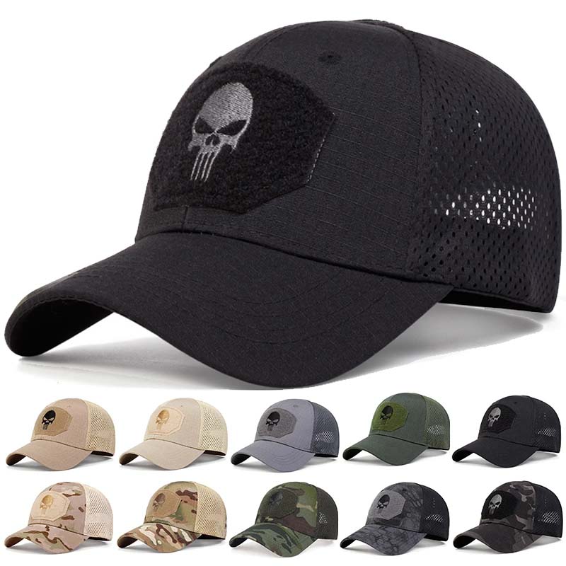 Unisex Skull Embroidery Lable Breathable Baseball Caps Spring and Autumn Outdoor Adjustable Casual Hat Sunscreen Hat