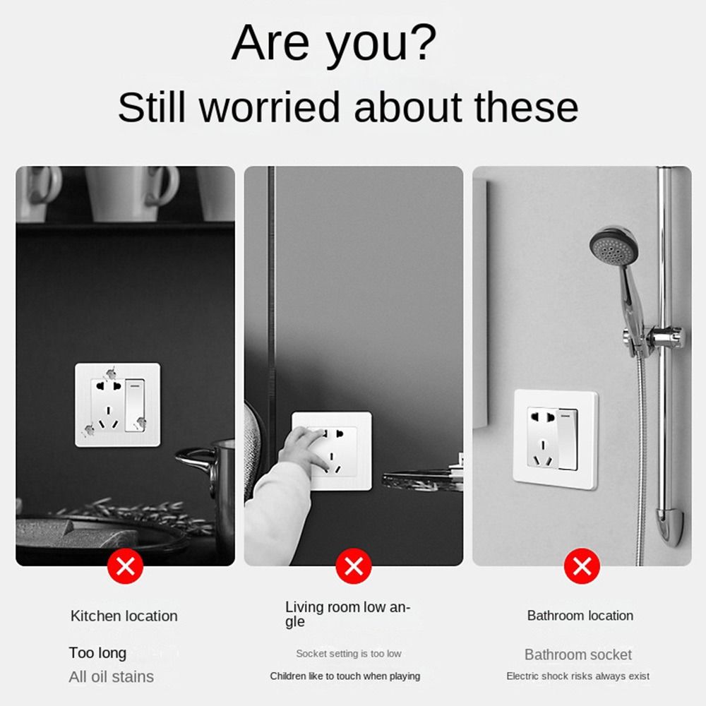 Настенная защитная крышка для выключателя Самоклеящаяся Увеличенная защита Розетка Ванная комната