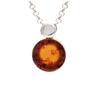 [R3704] - Cognac Amber 'Inspiration' Silver Necklace (rhodium) - 12x8mm