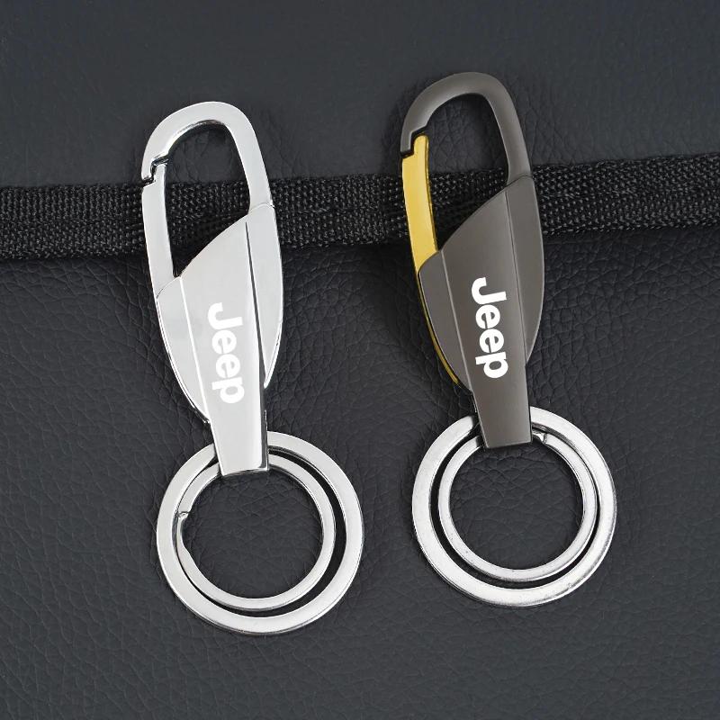 For Jeep Zinc Alloy Key Ring Car Keychain Customize Logo For Jeep Renegade Wagoneer Avenger Recon Wrangler JK Gladiator Compa