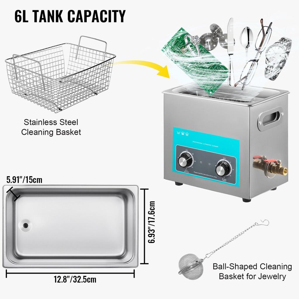 Ultrasonic Jewelry Cleaner with Heater Timer for Cleaning Eyeglass Rings