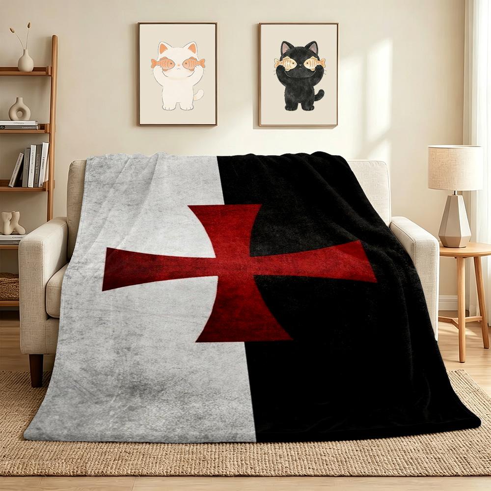 Knightly Cross Flannel Blanket Throw Blanket Soft Warm Sofa Bed Camping Car home Decor Unique Christmas Gift C930295