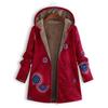 Womens Winter Warm Outwear Print Hooded Pockets Vintage Oversize Coats