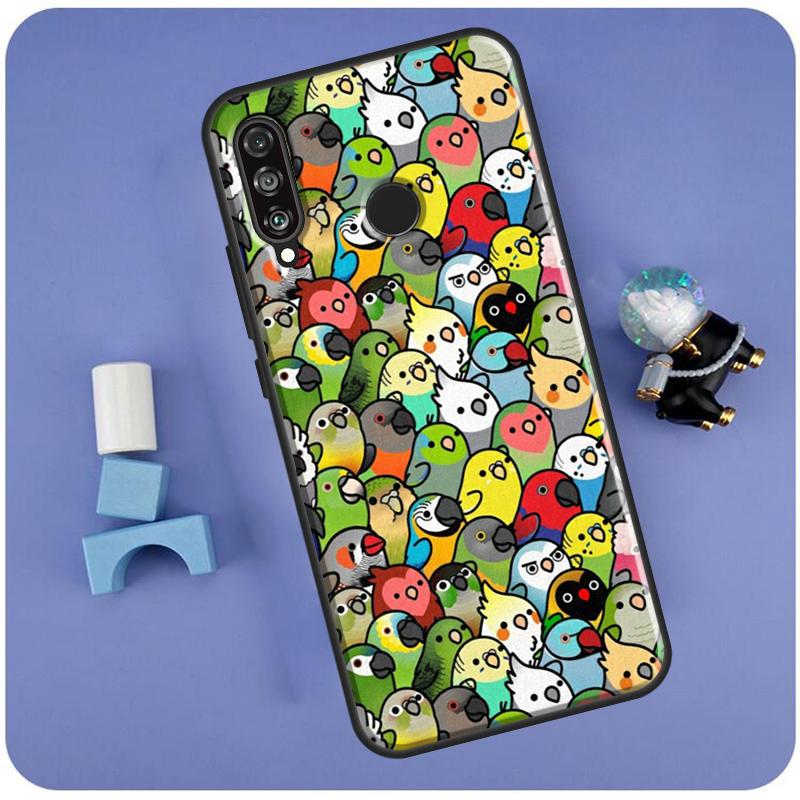 Cartoon Cockatiel Collage For Huawei Nova 10 9 SE 3i 7i 8i 11i 12i Y60 Y61 Y70 Y72 Y73 Y90 Y91 P20 P30 P40 Lite Case