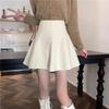 Women's High Waist Corduroy A-Line Skirt - Milk Coffee Color, Autumn/Winter 2023