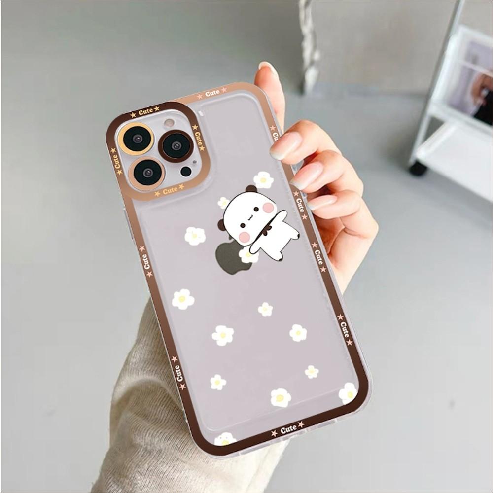 Bubududu Panda Phone Case For iPhone 11 12 13 14 Mini Pro Max XR X XS TPU Clear Case For 8 7 6 Plus SE 2020
