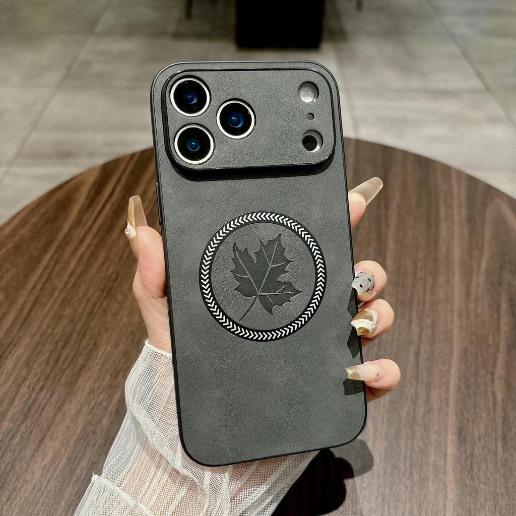 Роскошный замшевый магнитный чехол с кленовым листом для Apple 17 Pro Max