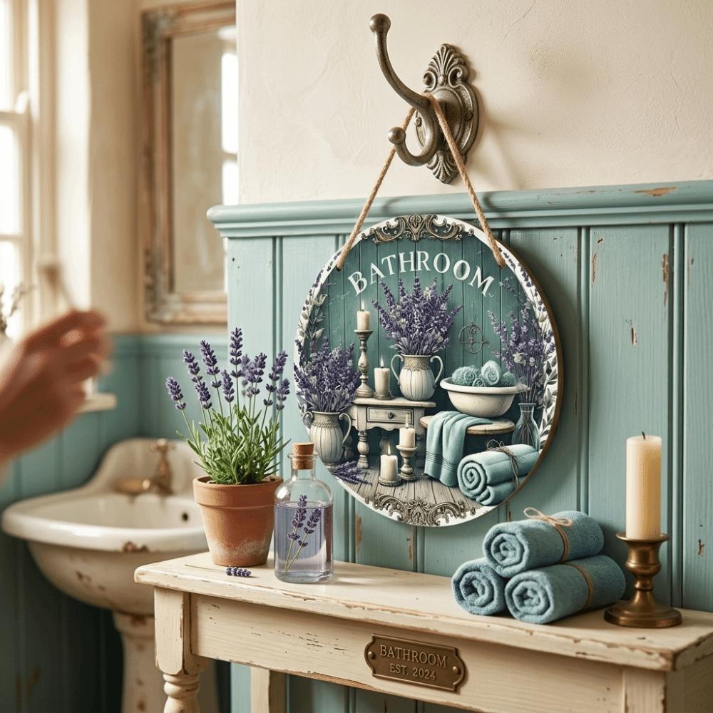 2D Flat Door Wall Decor Lavender Flower Decorative Board Hanging Decoration  Wall Hanging