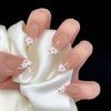 24 шт. Бордовые Кошачий Глаз Короткие Овальные Накладные Ногти с Точками Французский Дизайн Простые Носимые Накладные Кончики Ногтей