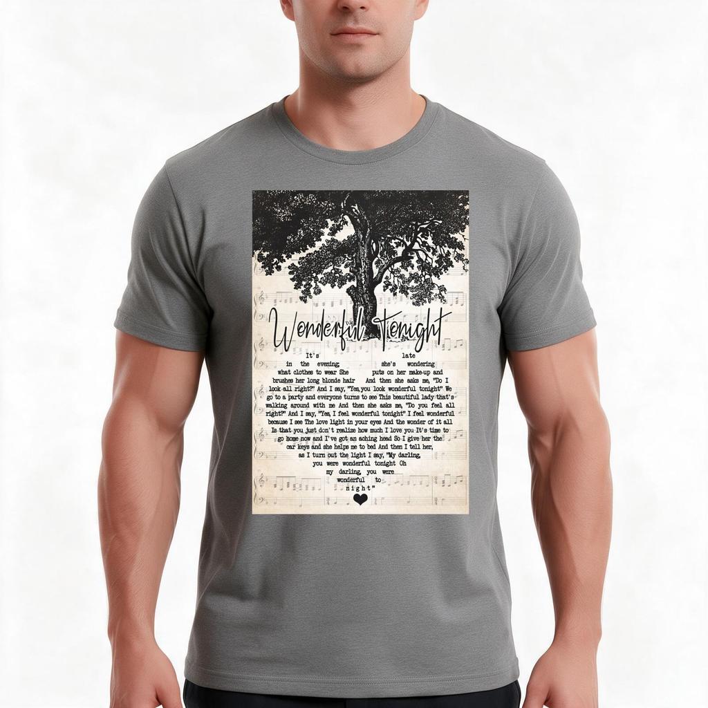 Wonderful Tonight Lyrics Eric Clapton TShirt Summer Casual Cotton Tee Oversized Streetwear Tops Vintage Graphic Print