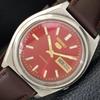5 AUTOMATIC JAPAN 7009A MENS VINTAGE RED COLOR DIAL WATCH A702642-1 R209-a702642