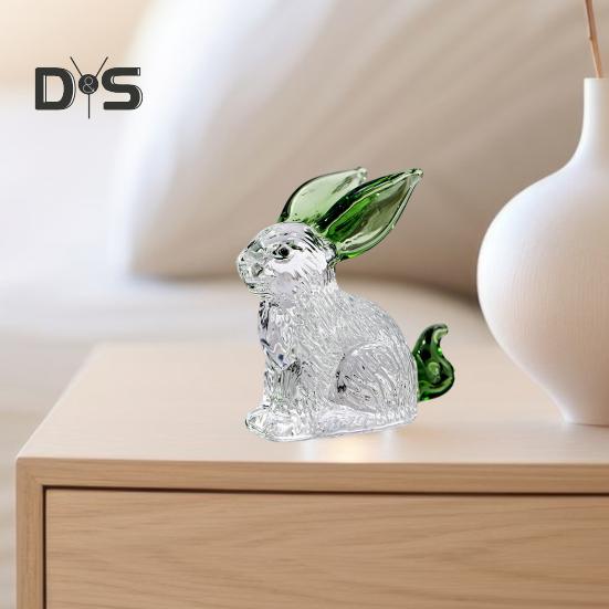 Искусственная хрустальная фигурка кролика, прозрачная коллекционная статуэтка кролика, стеклянное художественное украшение в виде животного, скульптура кролика для домашнего офиса, стола, автомобиля